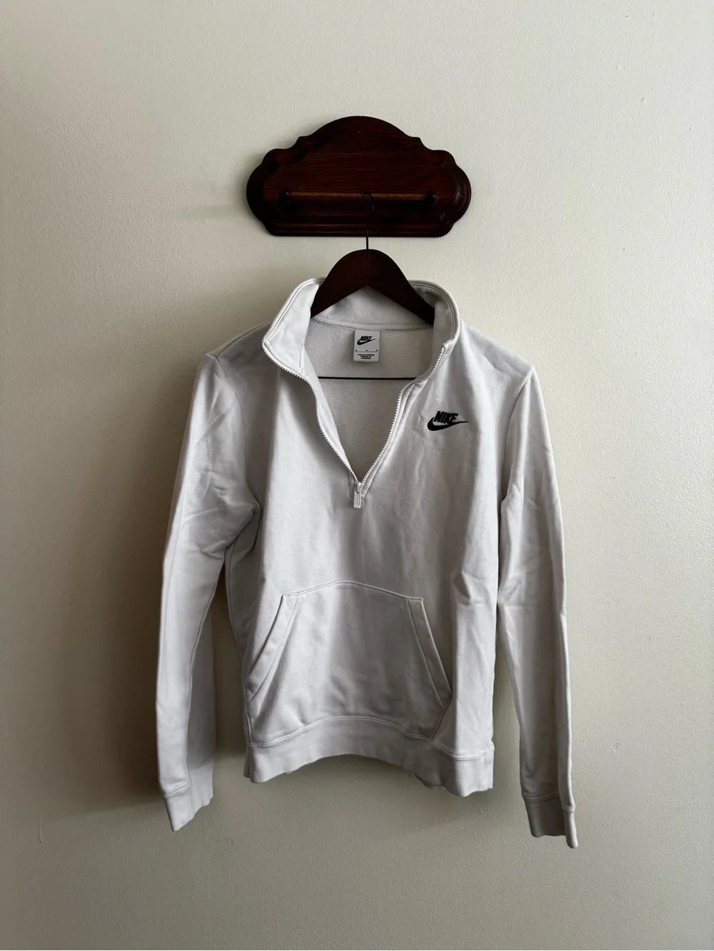 Nike White Half-Zip Sweatshirt with Black Logo